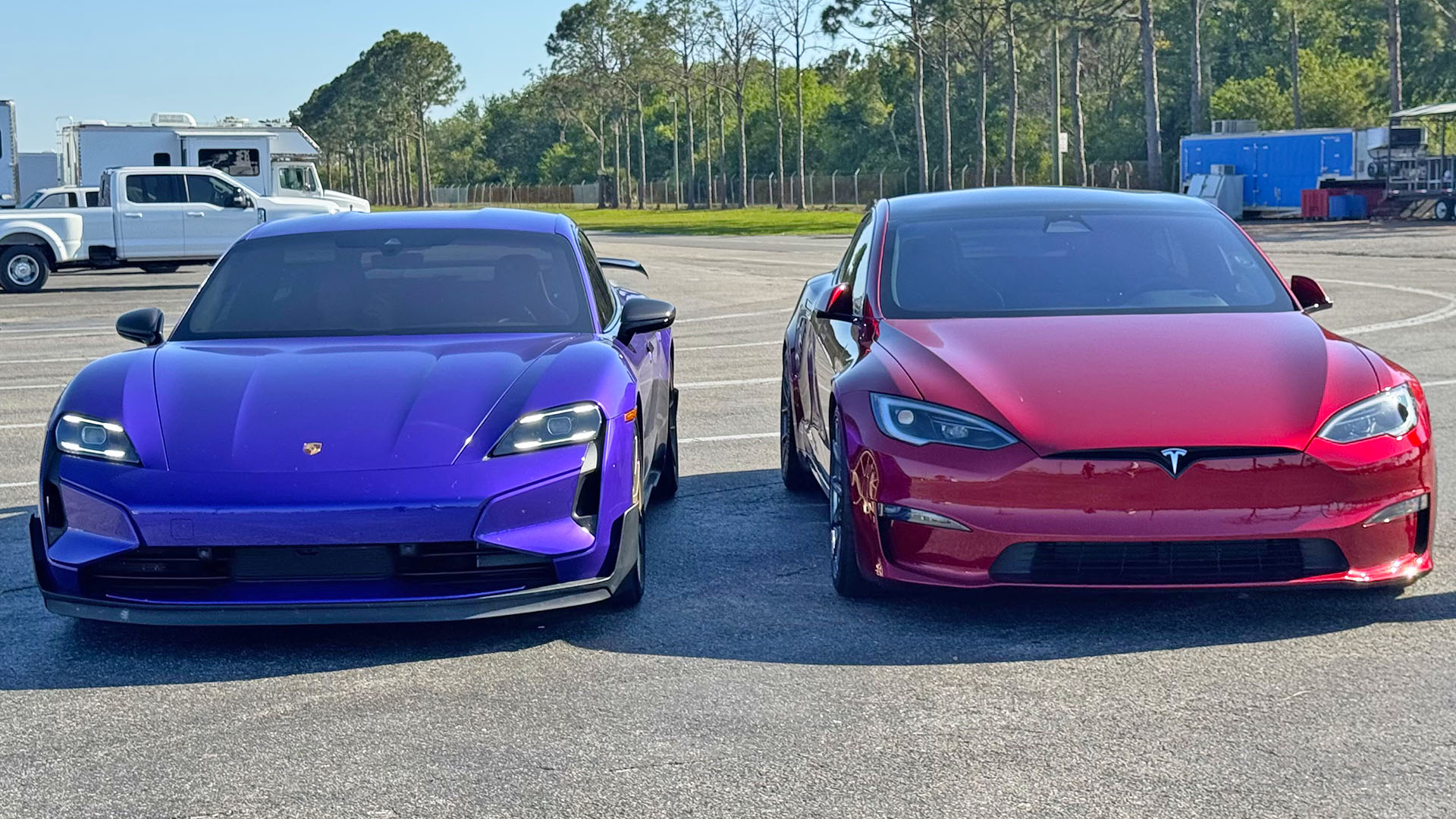 Rewrite this title better NEW RECORD * Porsche Taycan Turbo GT Weissach vs Tesla Model S Plaid Track Pack 1/4 mile Drag Race