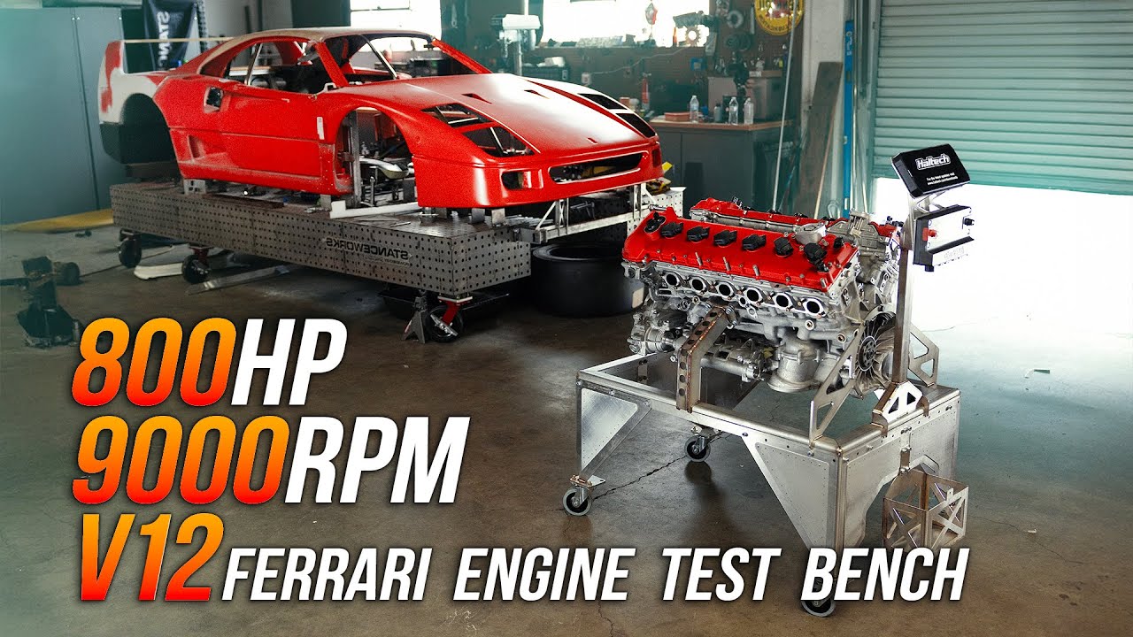 BangShift.com Stanceworks: Part 8 of the Real Ferrari F40 Project – Mike Preps the F40 EVO’s V12 for a Thrilling Engine Stand Rev!