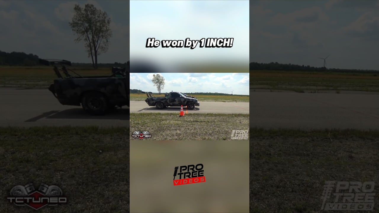 Thrilling Photo Finish! Victory by Just 1 Inch! 🏁 #NoPrepRacing #SmallTire #ProTreeVideos