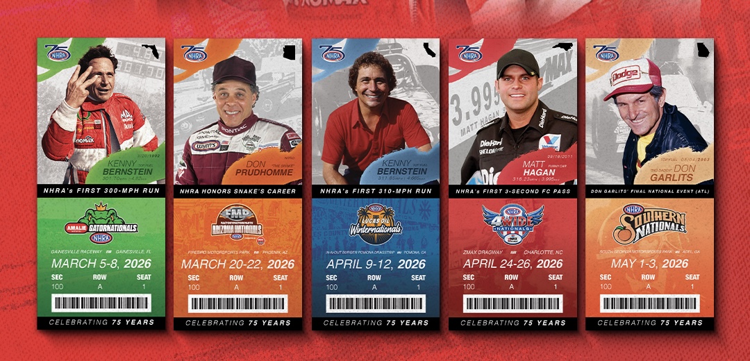 NHRA Unveils Commemorative Tickets for 75th Anniversary Celebrations at First Five Races