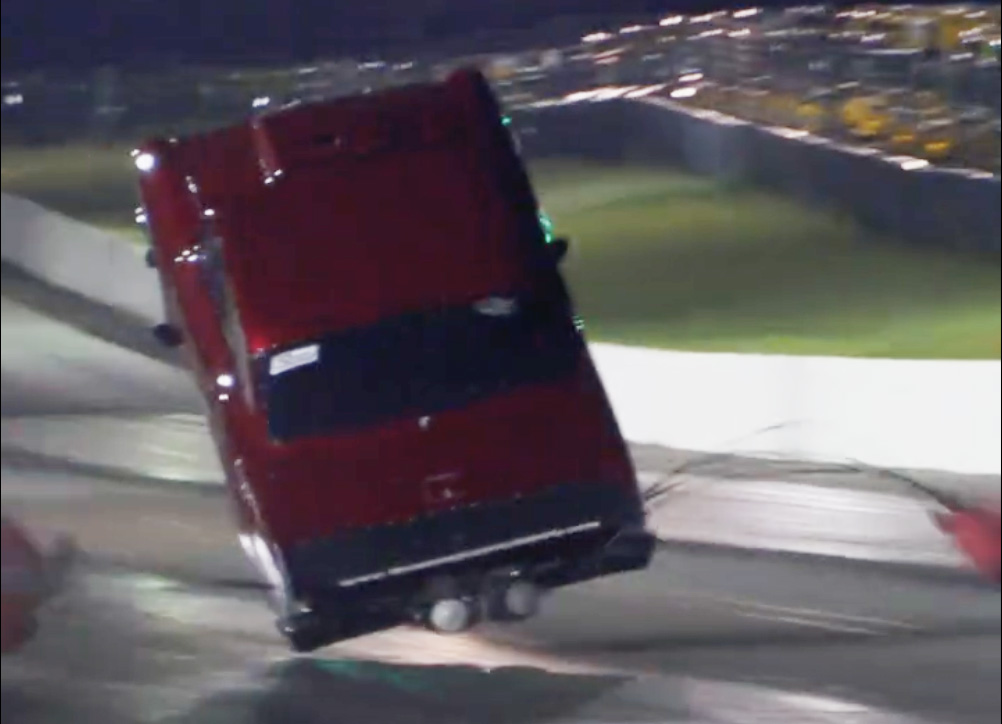 The Thrilling Moment When a Car Soars Over the Finish Line Beams